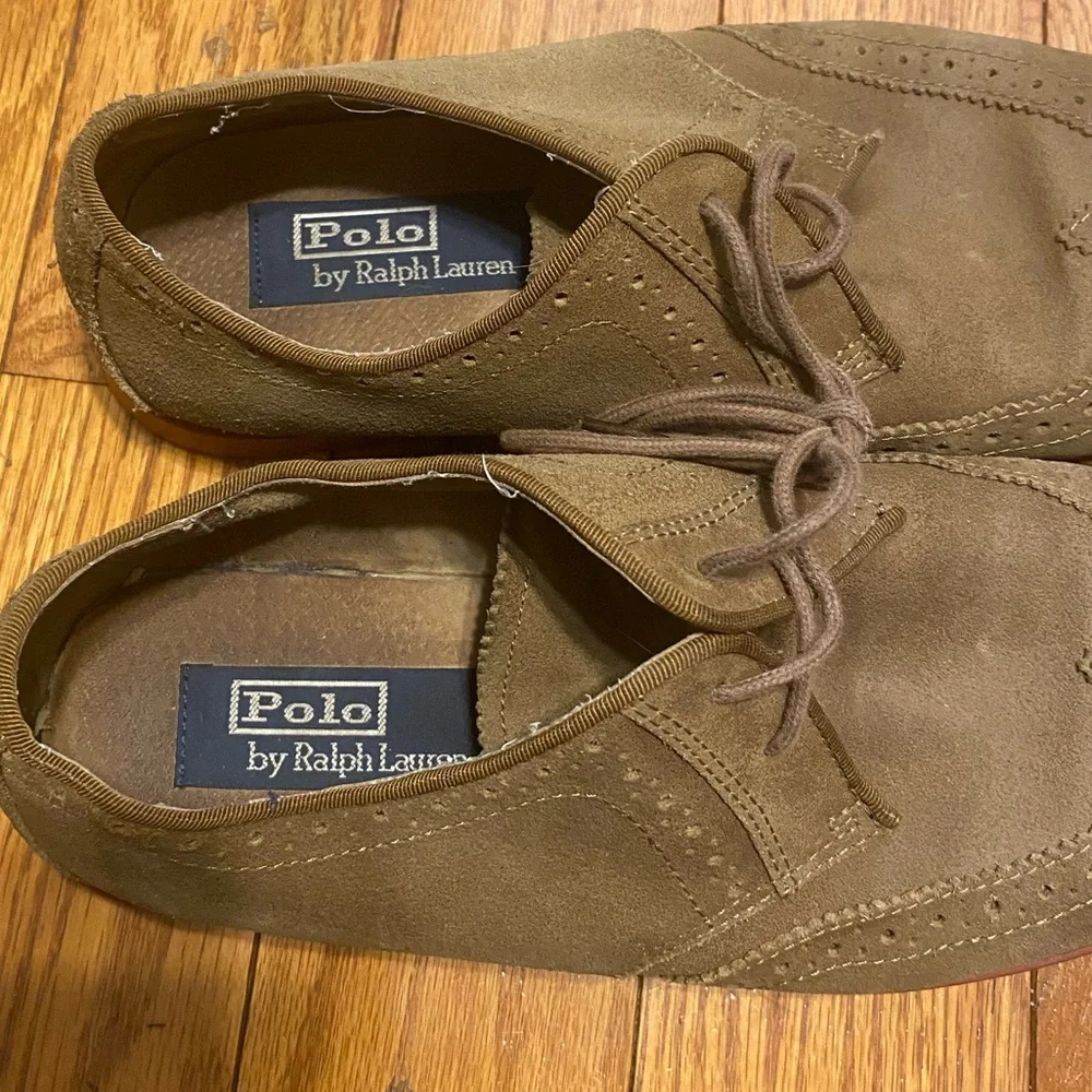 Men's PRL Polo Ralph Lauren‎ Beige Tan Orrick Wingtip Leather Size 9 9D